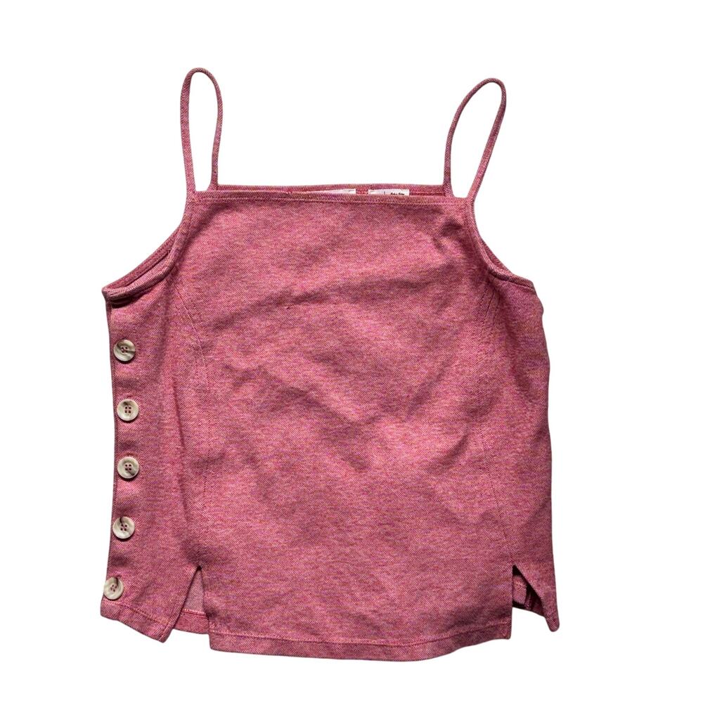 Meadow Rue by Anthropologie Tank Top Small Pink Red Pantego Side Button Summer